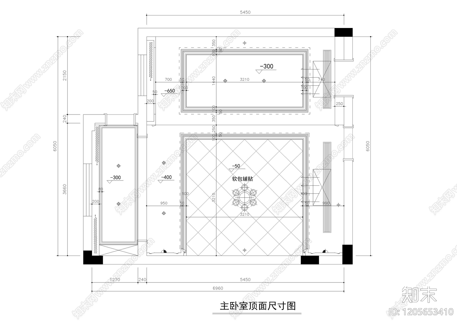 法式卧室cad施工图下载【ID:1205653410】