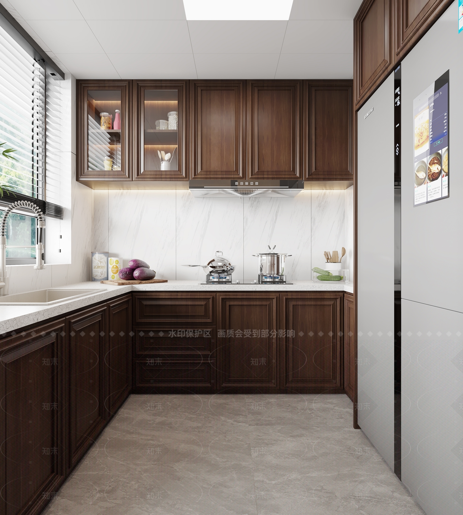 新中式中式封闭式厨房3D模型下载【ID:1205655594】