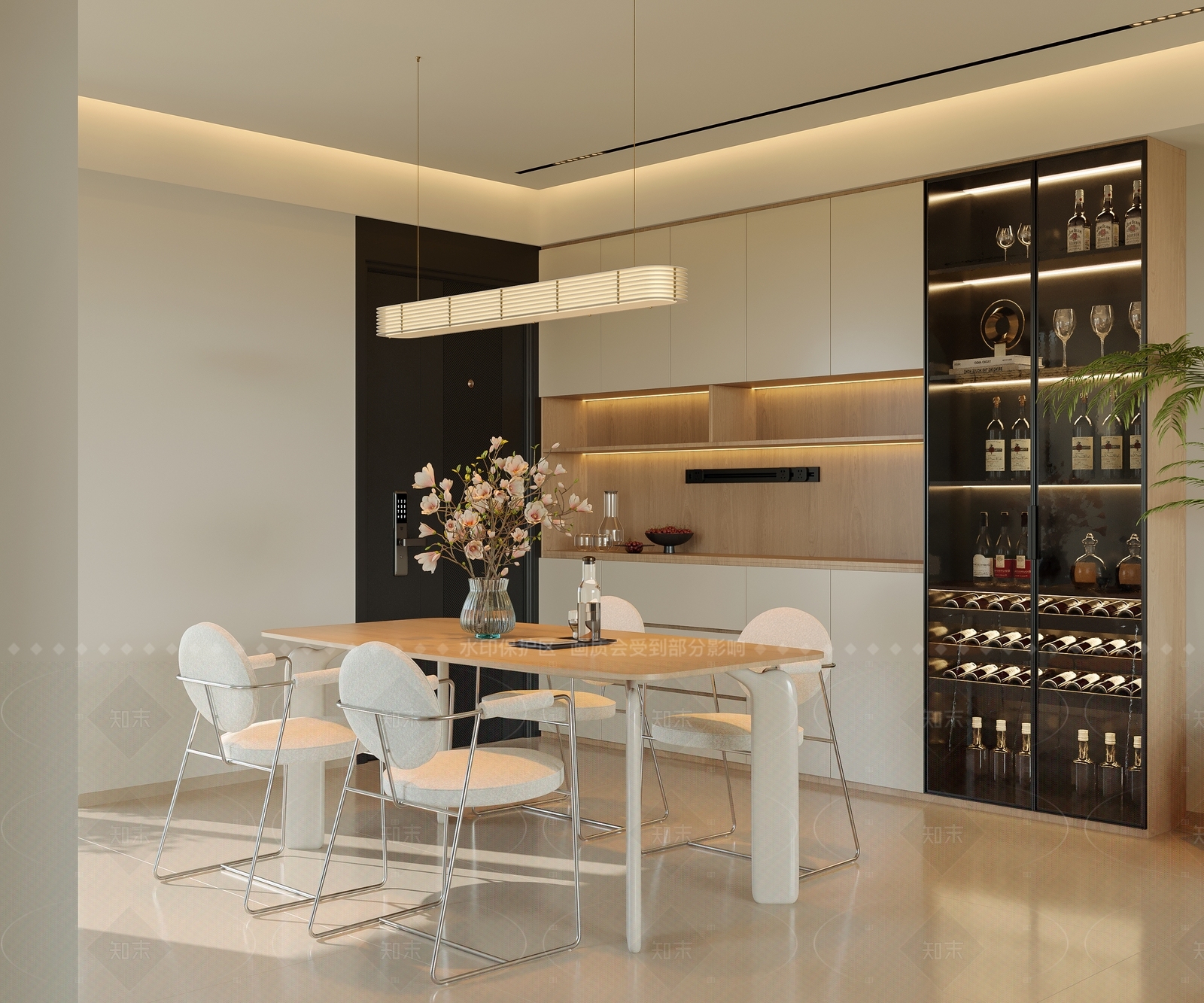 北欧奶油家居餐厅3D模型下载【ID:1205657542】