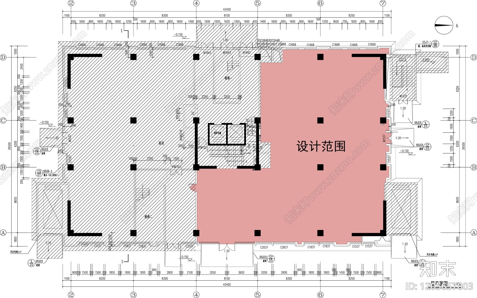 现代简约整体办公空间cad施工图下载【ID:1205657803】