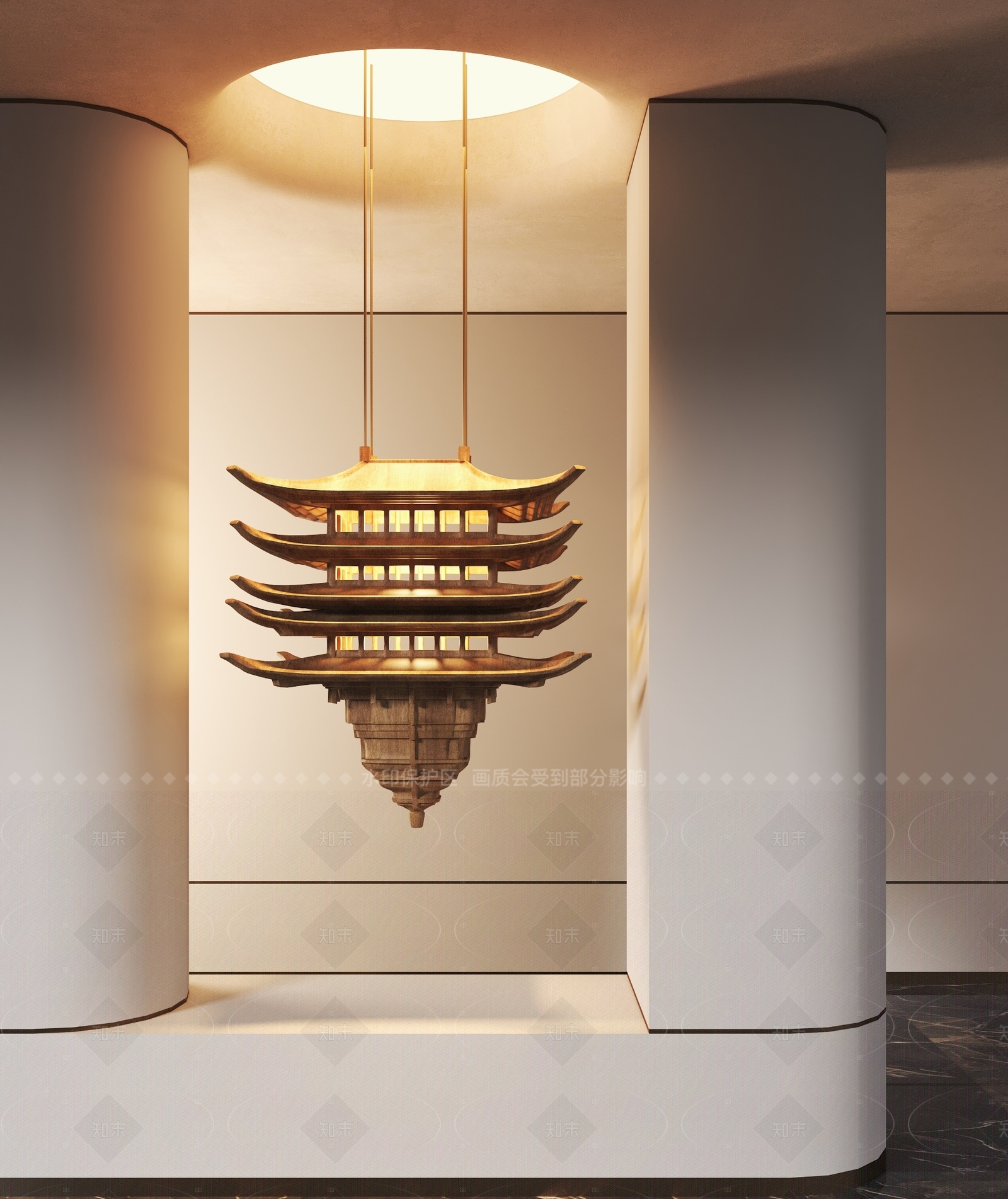 新中式中式艺术吊灯SU模型下载【ID:1205658808】