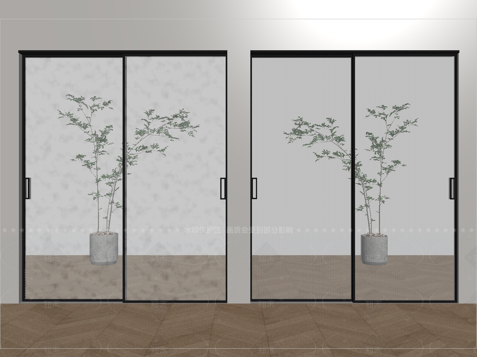 现代推拉门SU模型下载【ID:1205660026】