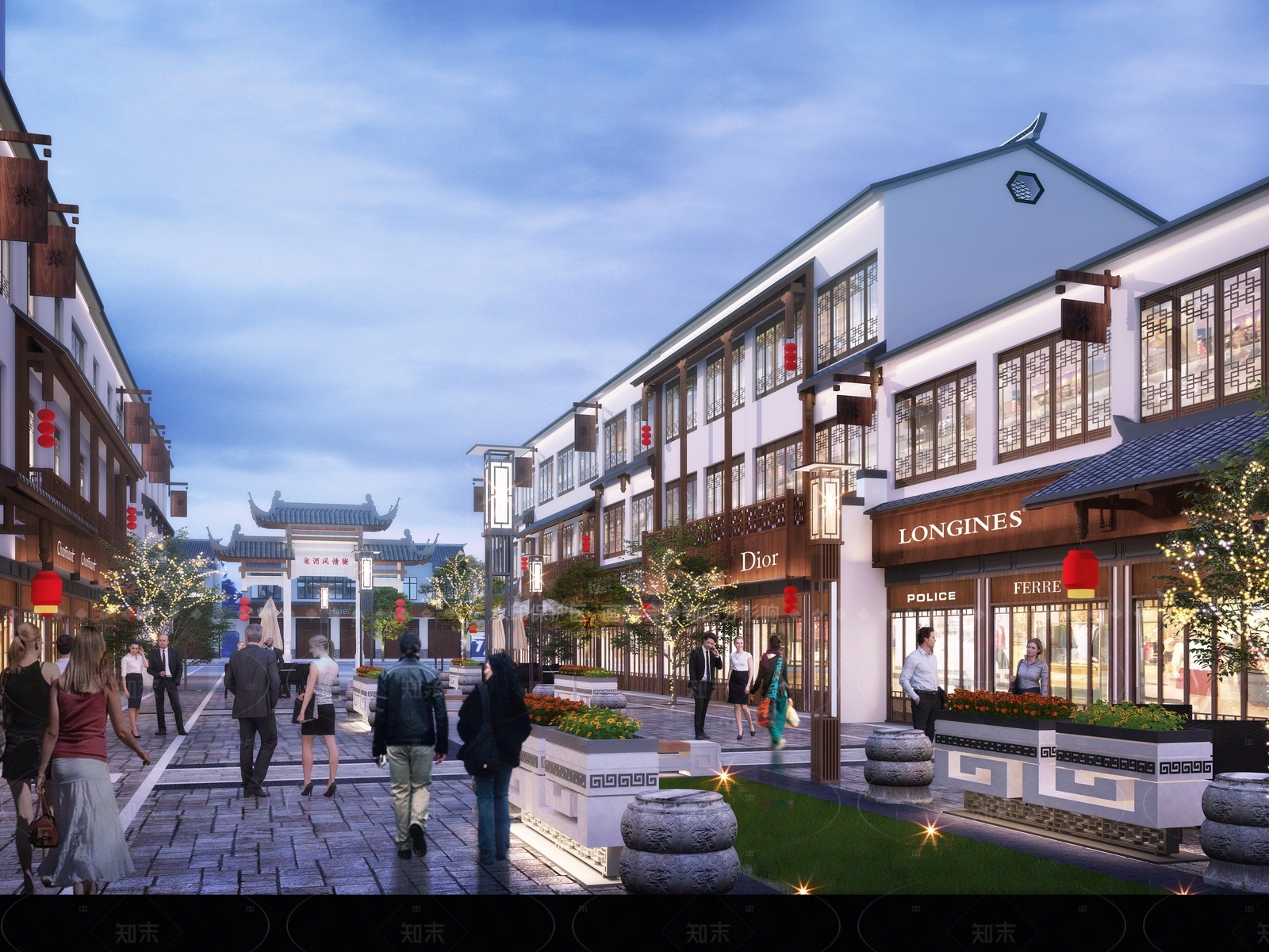新中式商业街SU模型下载【ID:1205667731】