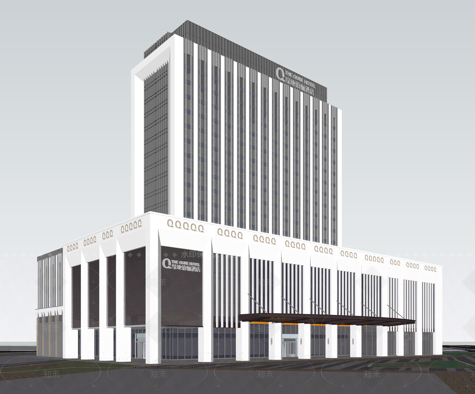 现代酒店建筑SU模型下载【ID:1205662232】