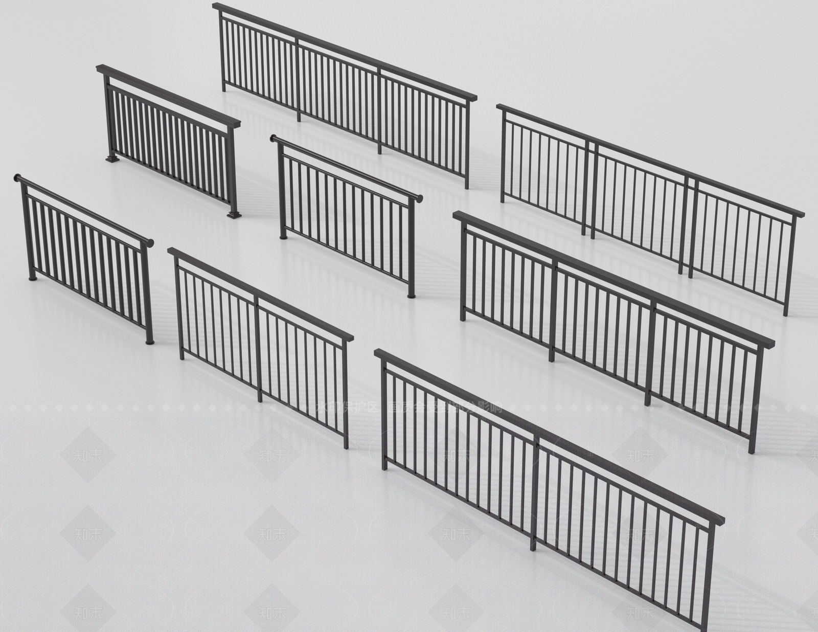 现代栏杆3D模型下载【ID:1205664620】
