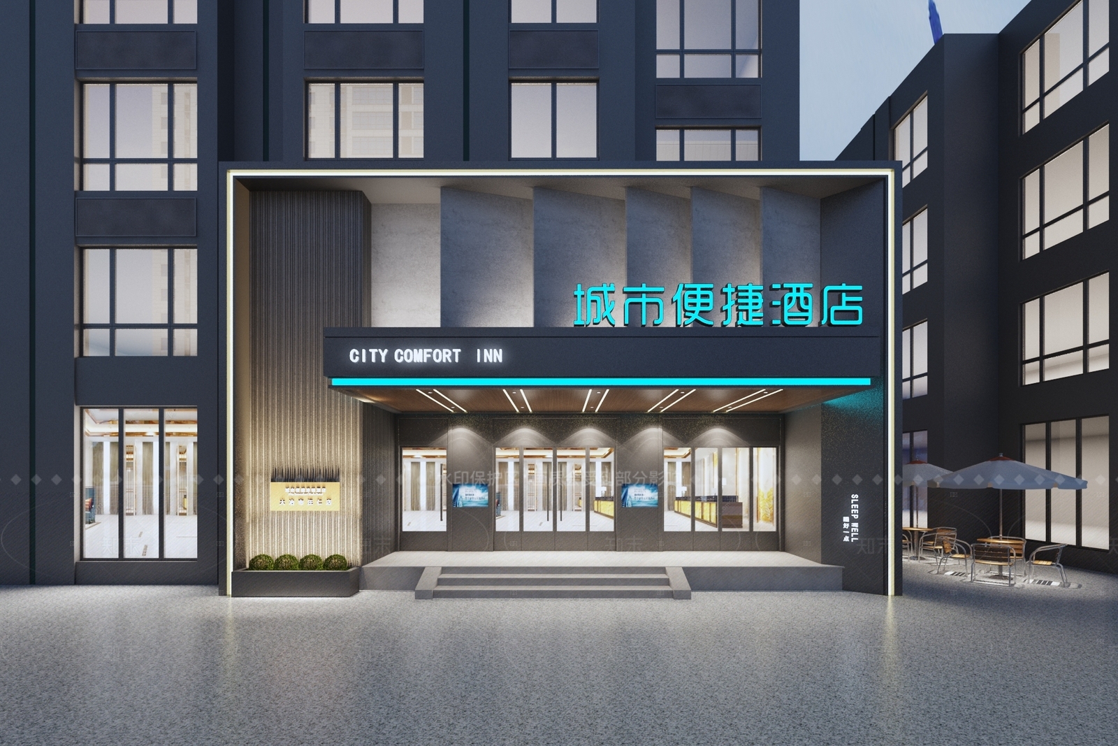 现代酒店外观3D模型下载【ID:1205665291】