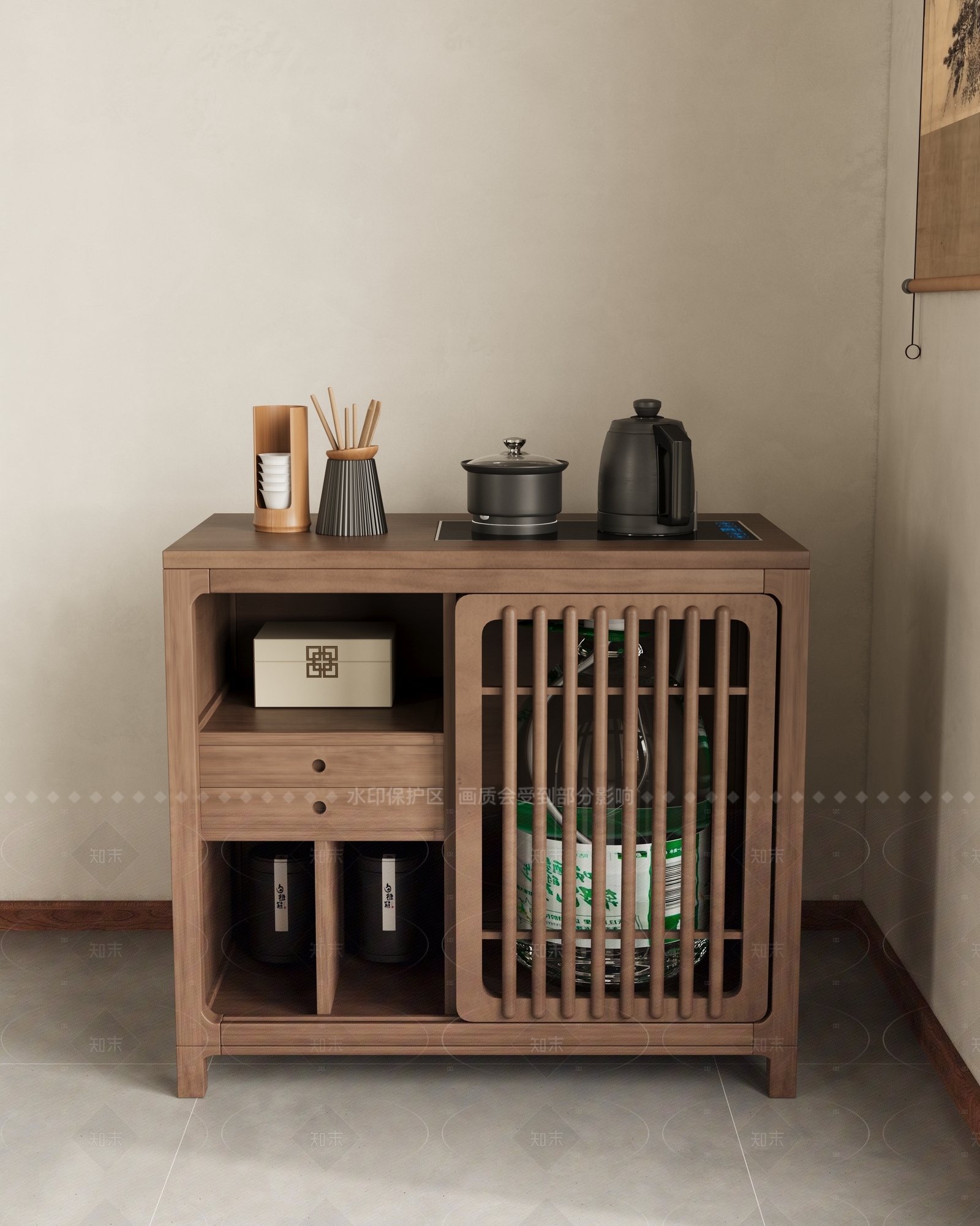 新中式中式茶柜3D模型下载【ID:1205665656】