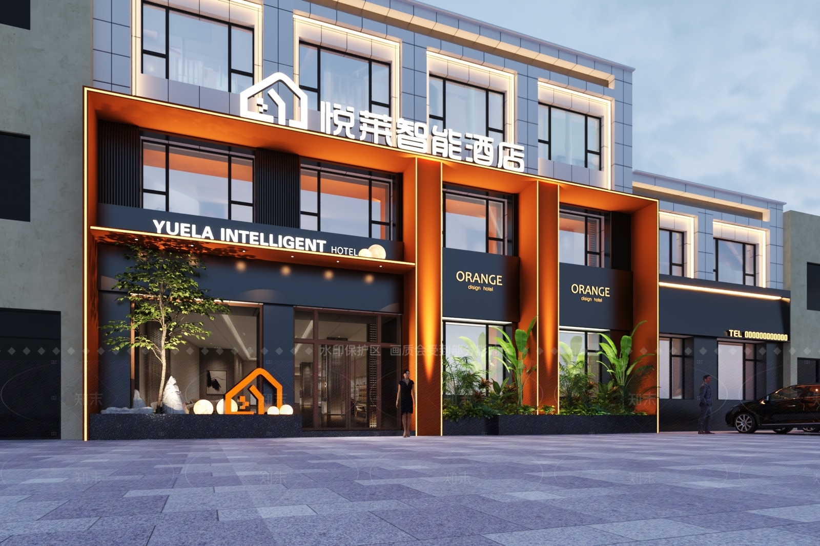 现代酒店建筑SU模型下载【ID:1205666745】