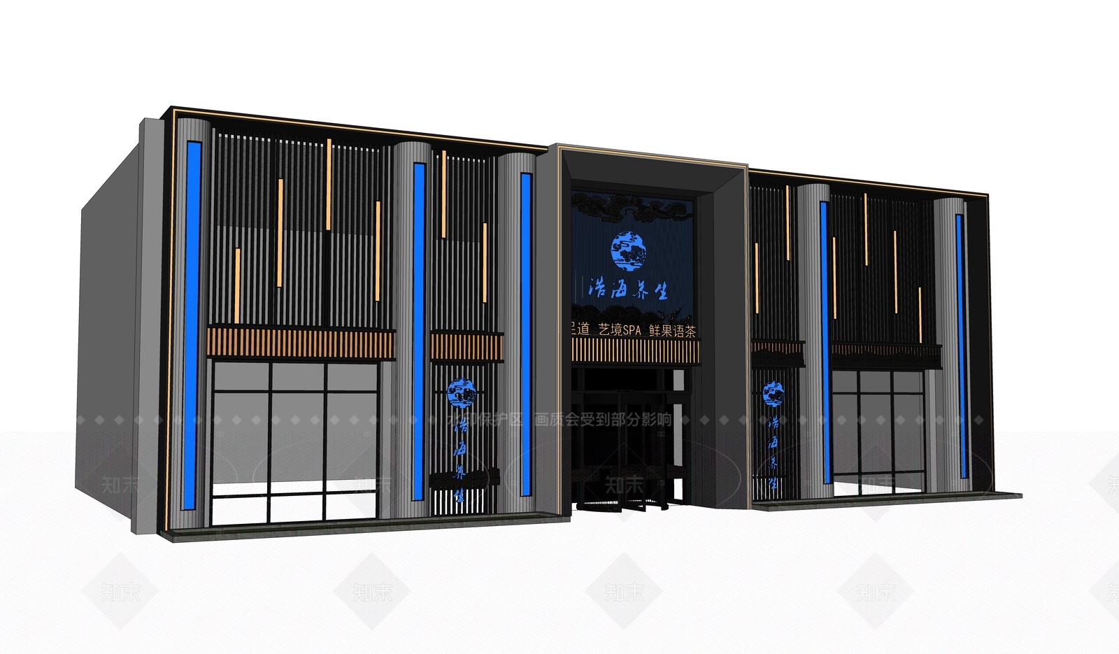 现代酒店建筑SU模型下载【ID:1205667907】