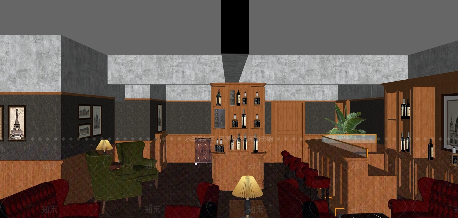 法式美式会所SU模型下载【ID:1205668306】