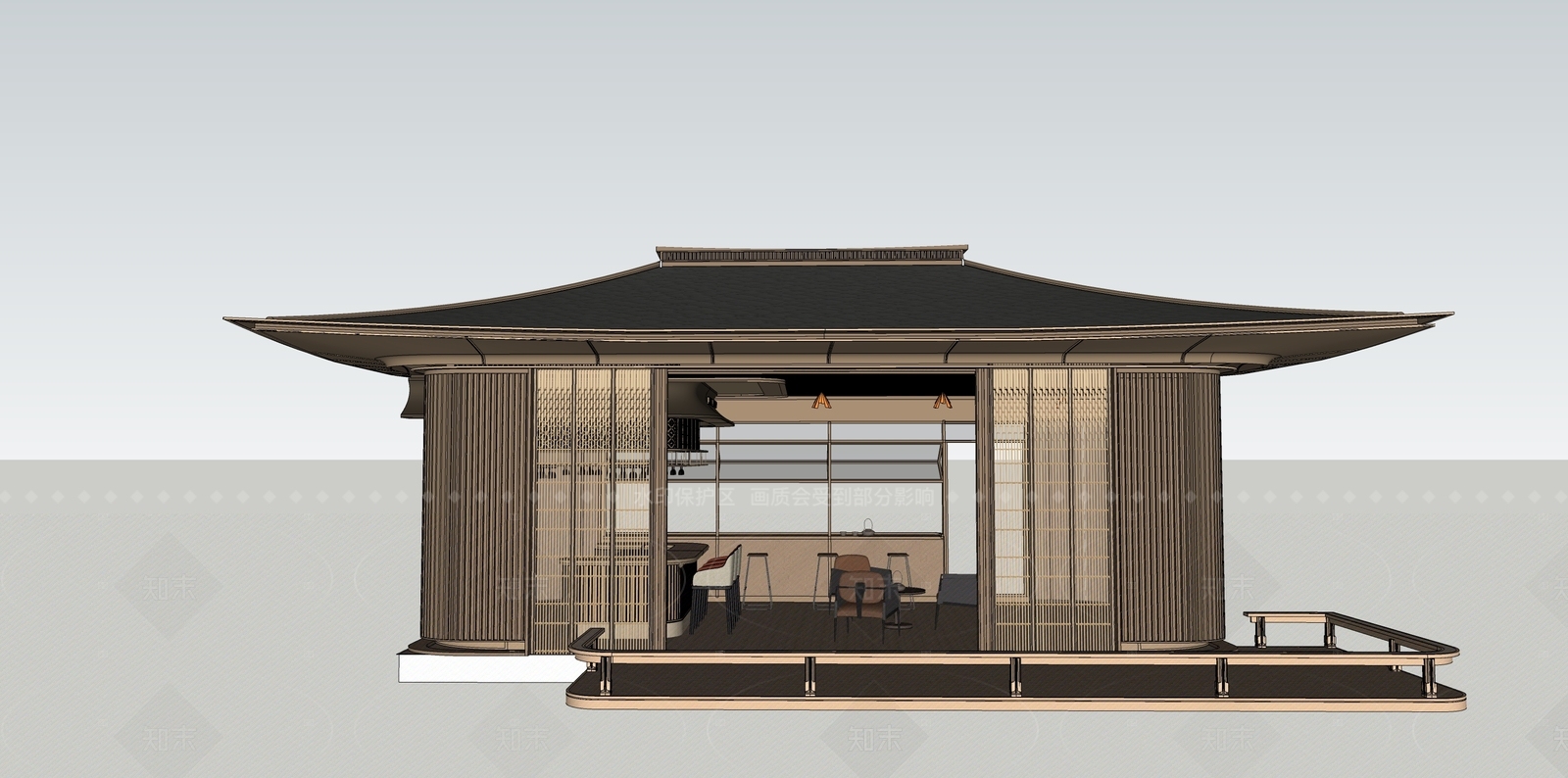 新中式轻奢亭子SU模型下载【ID:1205672062】
