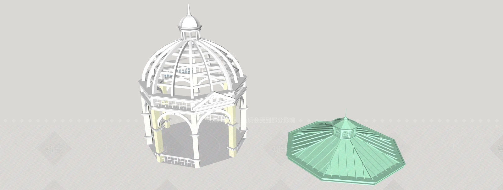 欧式轻奢亭子SU模型下载【ID:1205679673】