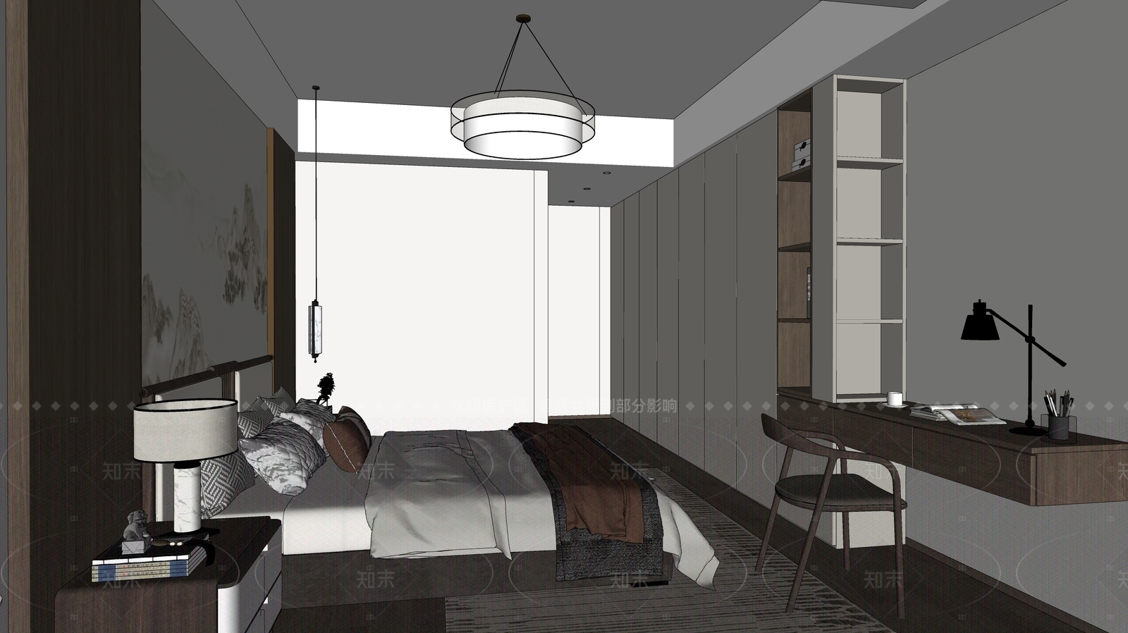 现代酒店客房SU模型下载【ID:1205681616】