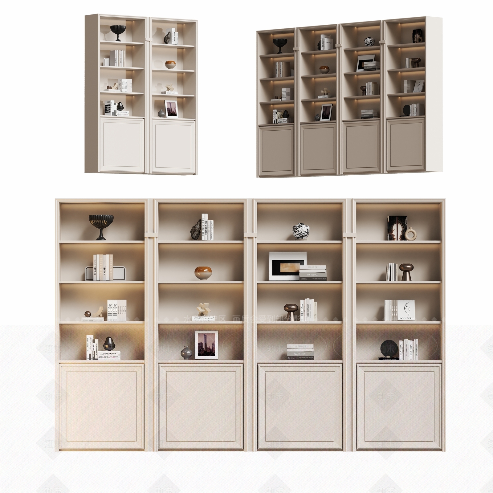 现代美式书柜3D模型下载【ID:1205682878】