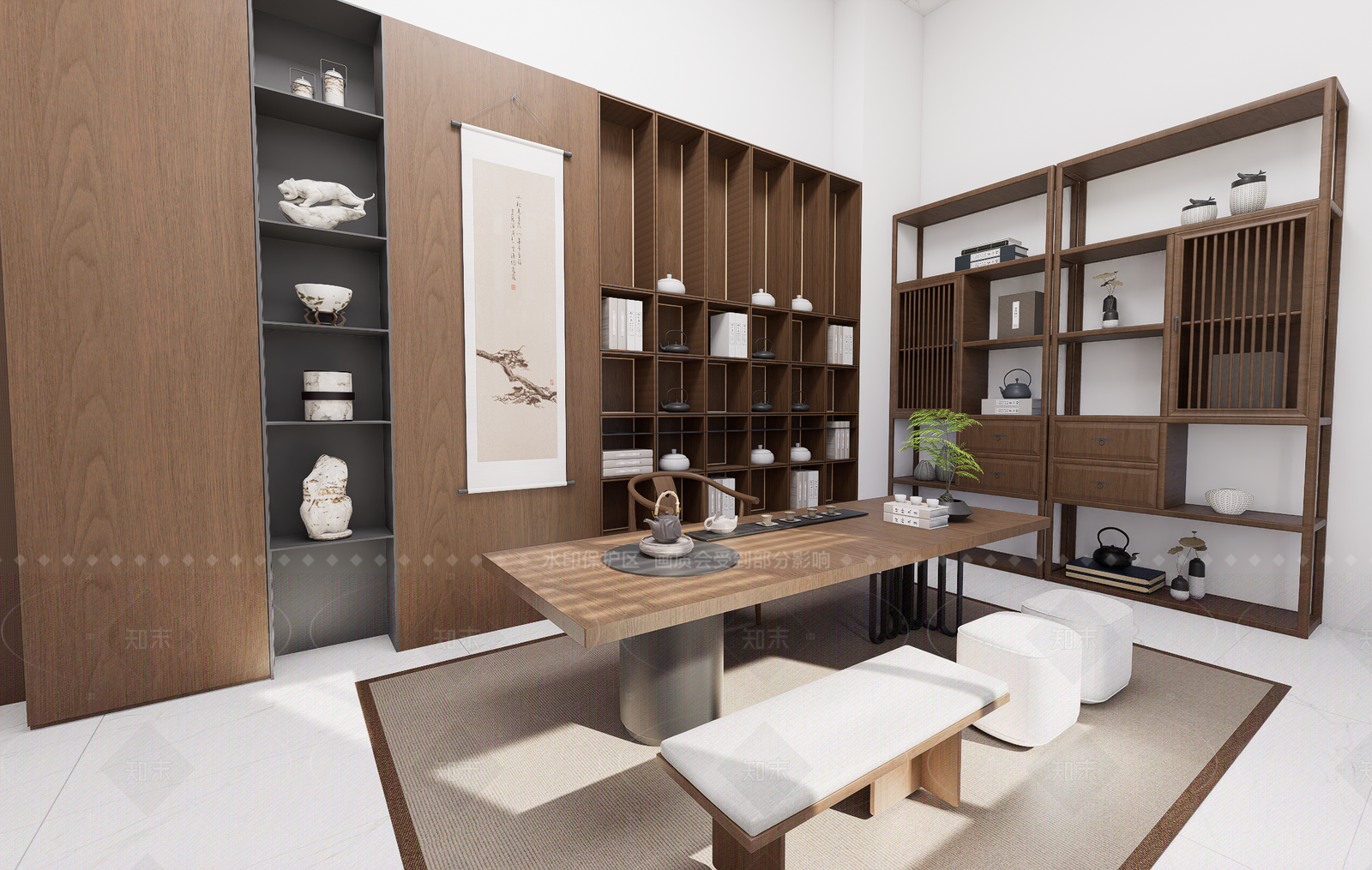 新中式中式茶室SU模型下载【ID:1205682873】