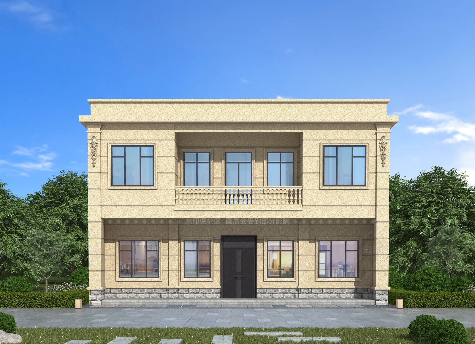 欧式简约独栋别墅3D模型下载【ID:1205683788】