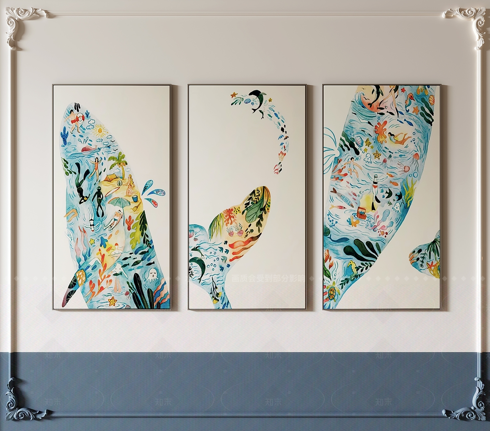 北欧简约挂画组合SU模型下载【ID:1205685764】