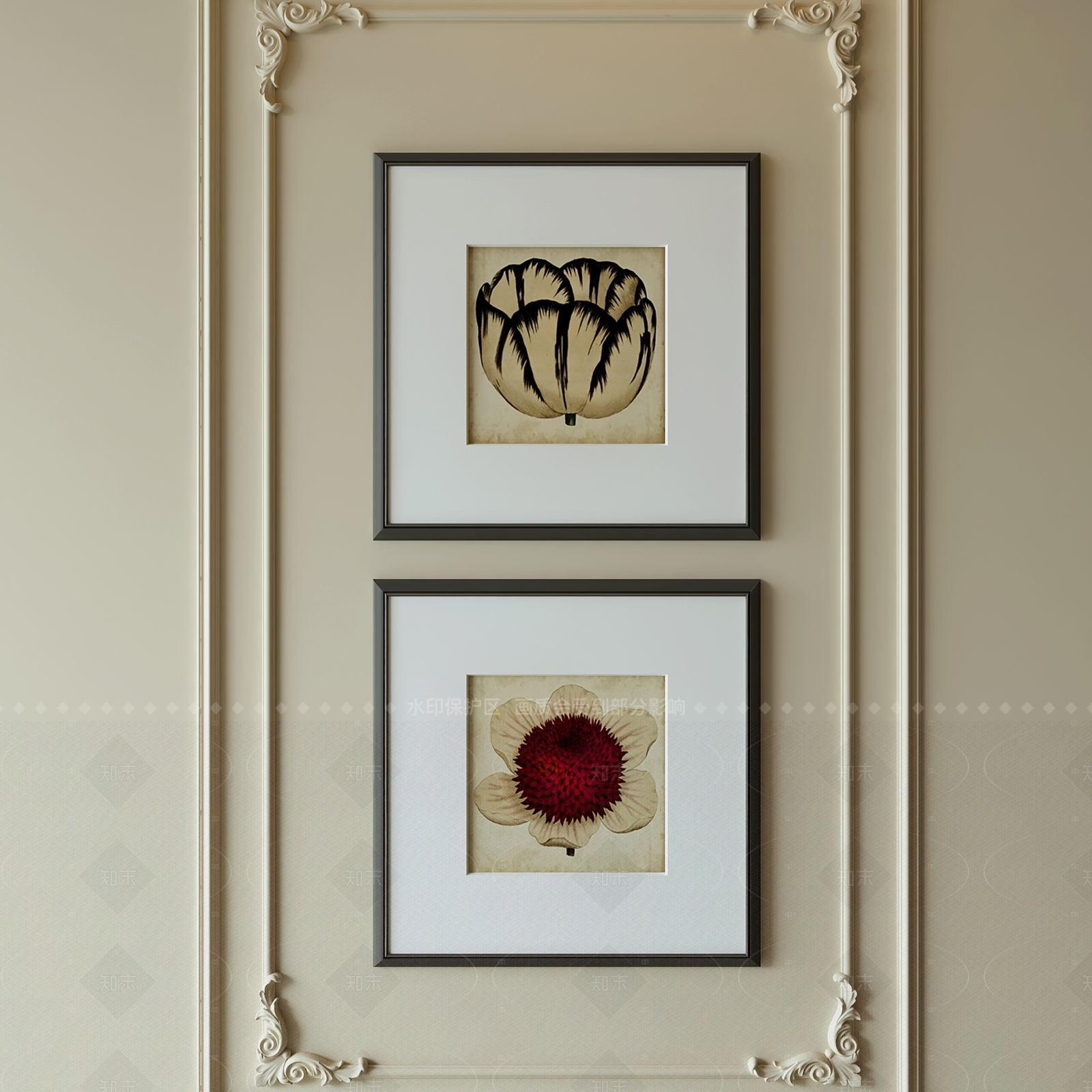 法式中古挂画组合SU模型下载【ID:1205686693】