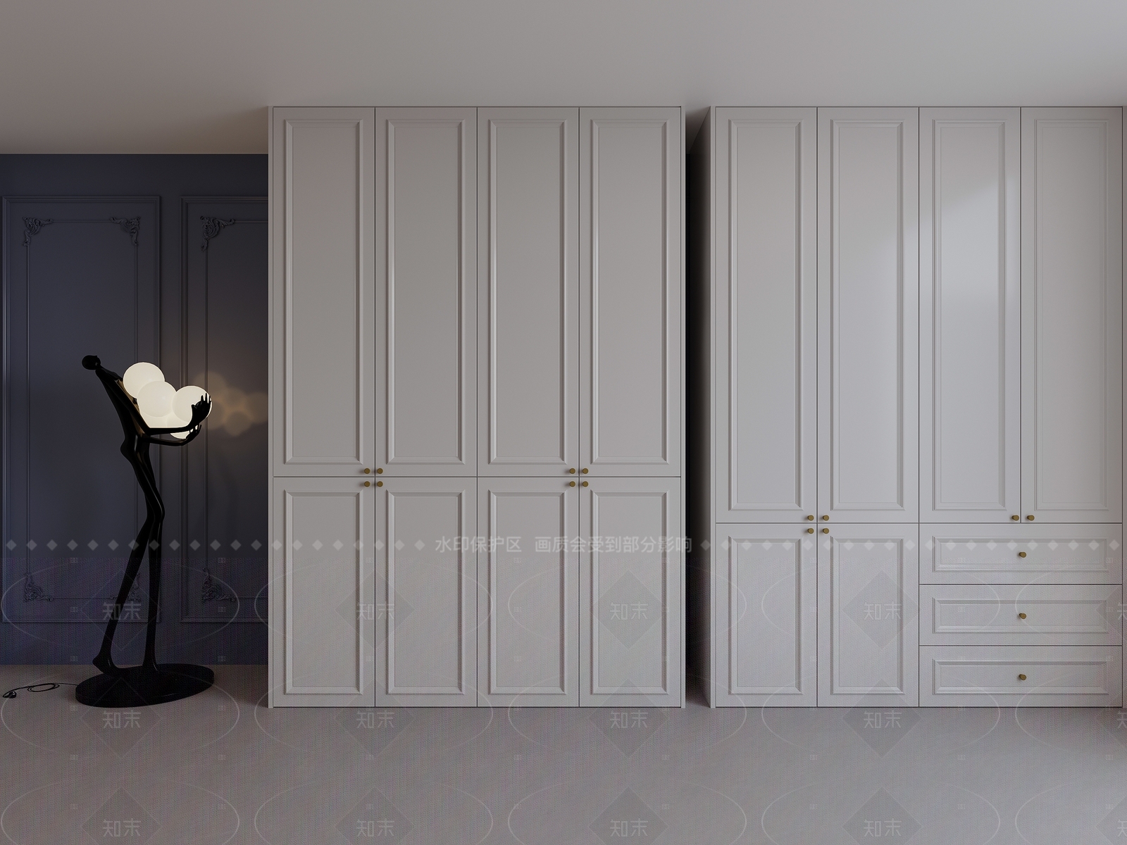 美式法式衣柜3D模型下载【ID:1205688210】