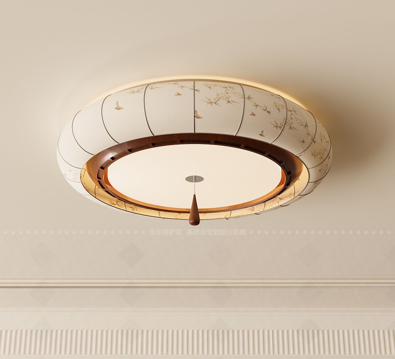 新中式中古吸顶灯SU模型下载【ID:1205691012】