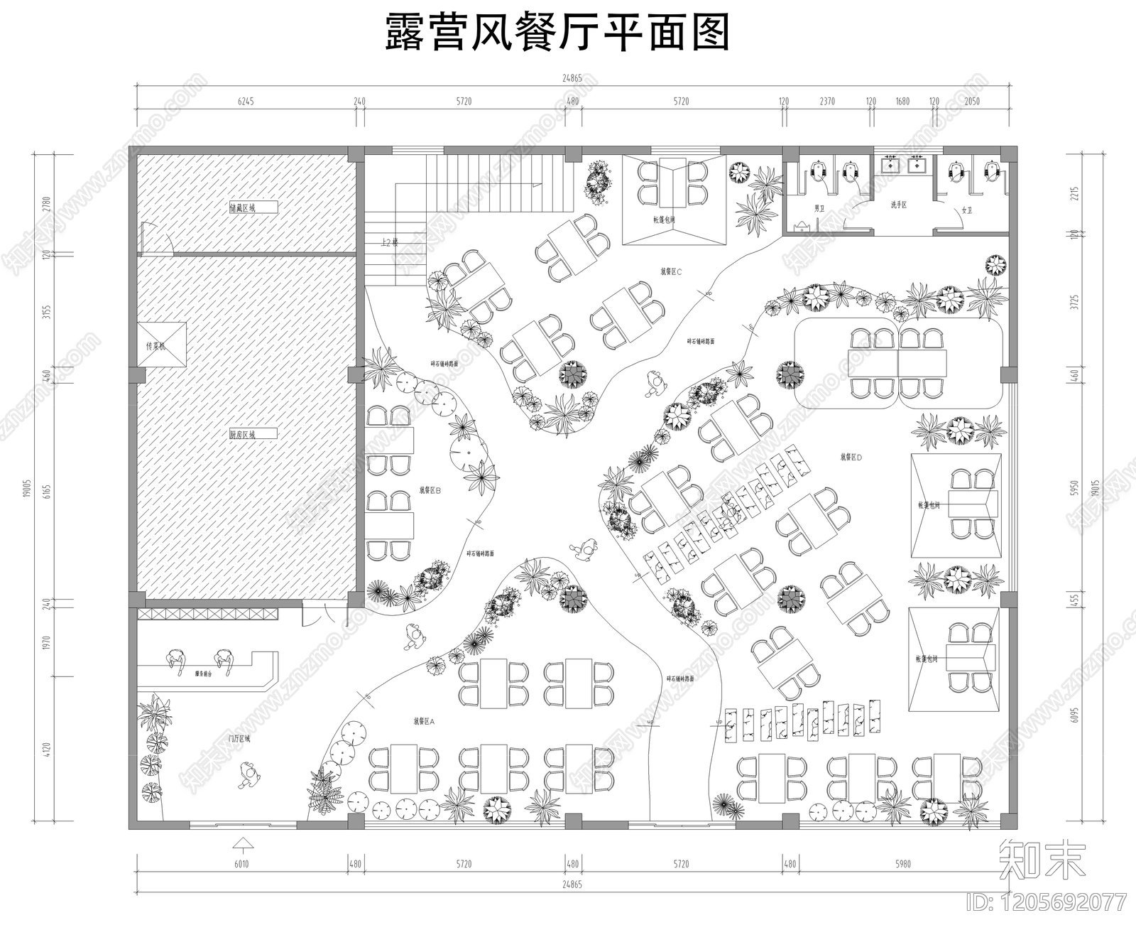 现代中餐厅cad施工图下载【ID:1205692077】