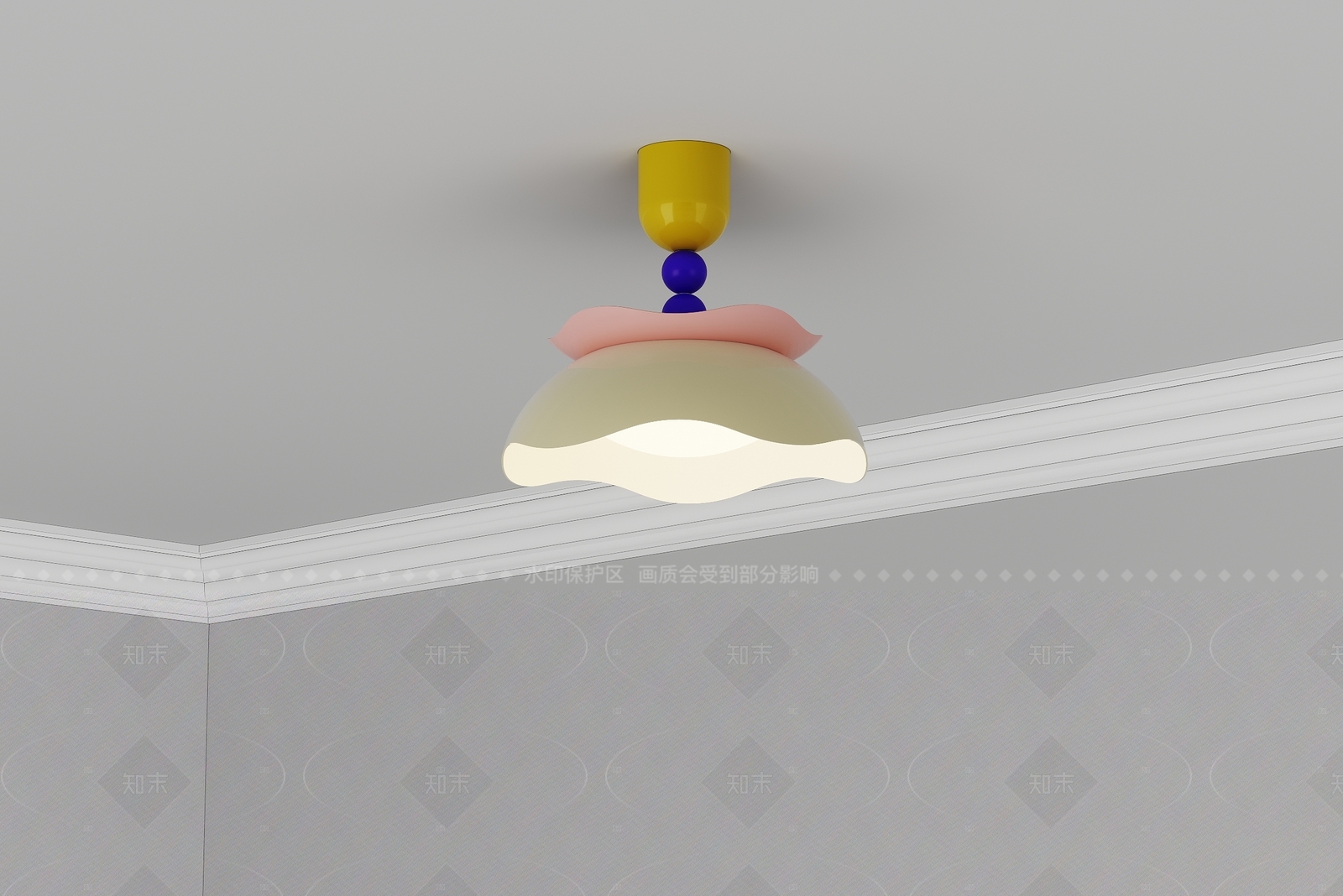 现代奶油吸顶灯SU模型下载【ID:1205693096】