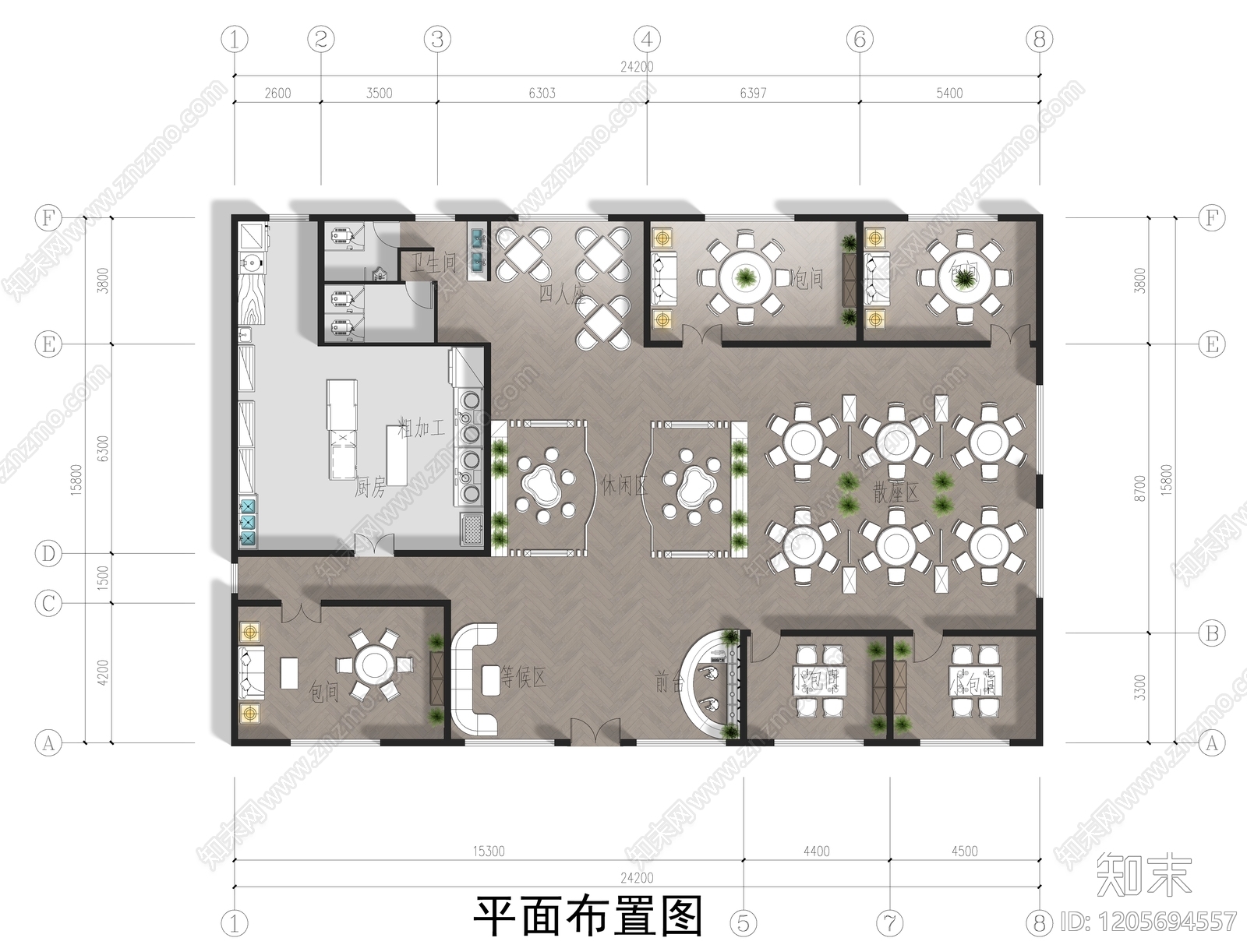 新中式中餐厅cad施工图下载【ID:1205694557】