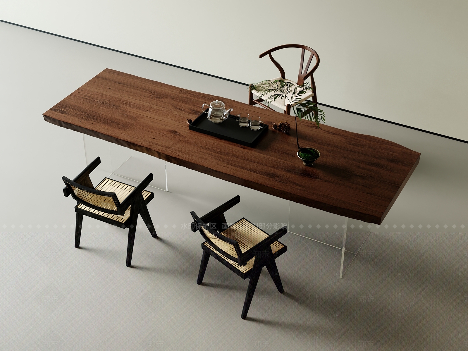 现代中古茶桌椅3D模型下载【ID:1205696251】