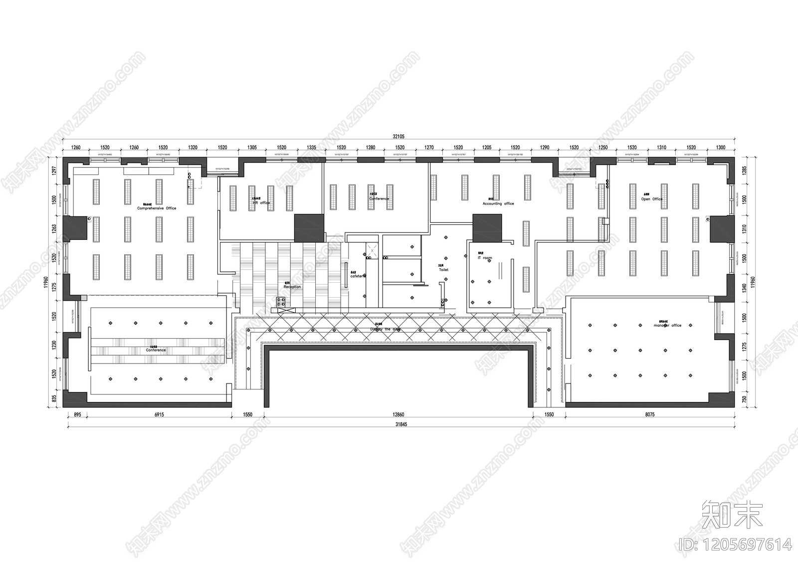 现代整体办公空间cad施工图下载【ID:1205697614】