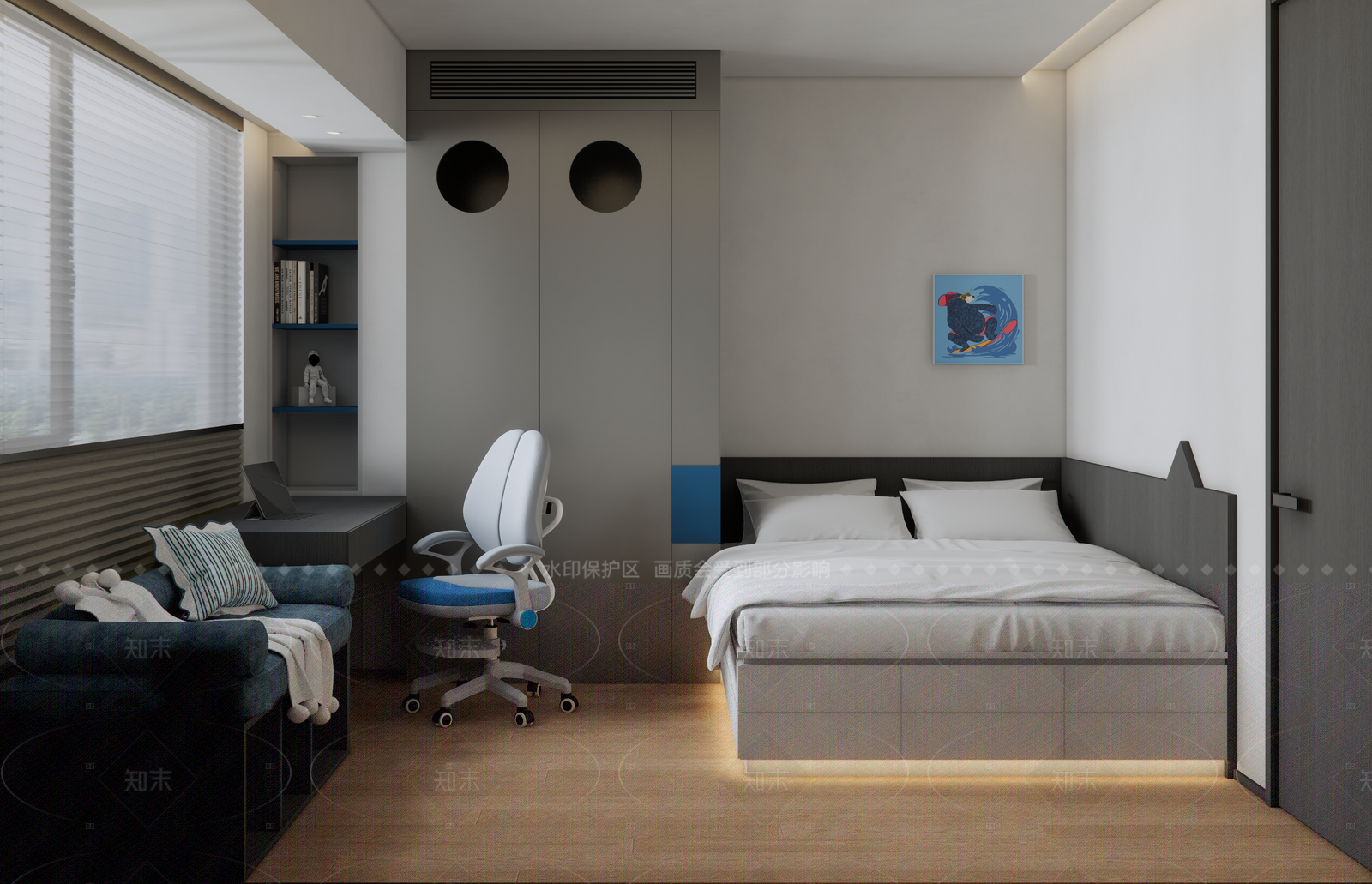 现代简约榻榻米卧室SU模型下载【ID:1205699474】