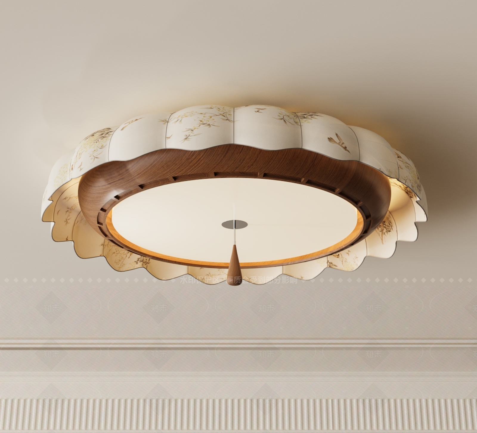 新中式禅意吸顶灯SU模型下载【ID:1205699582】