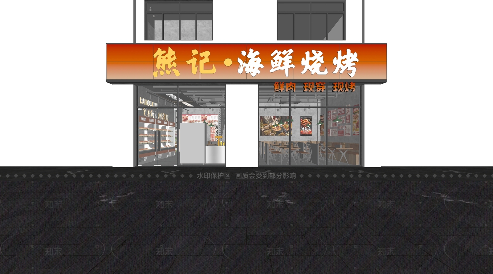 工业烧烤烤肉店SU模型下载【ID:1205699863】