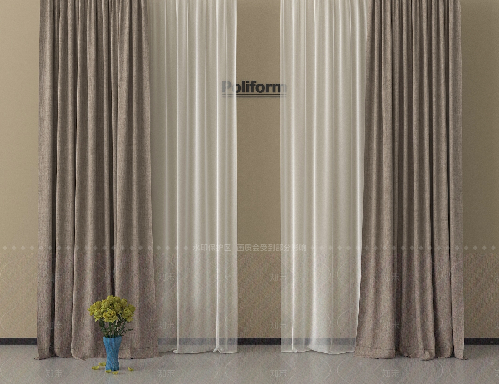 现代窗帘SU模型下载【ID:1205699901】