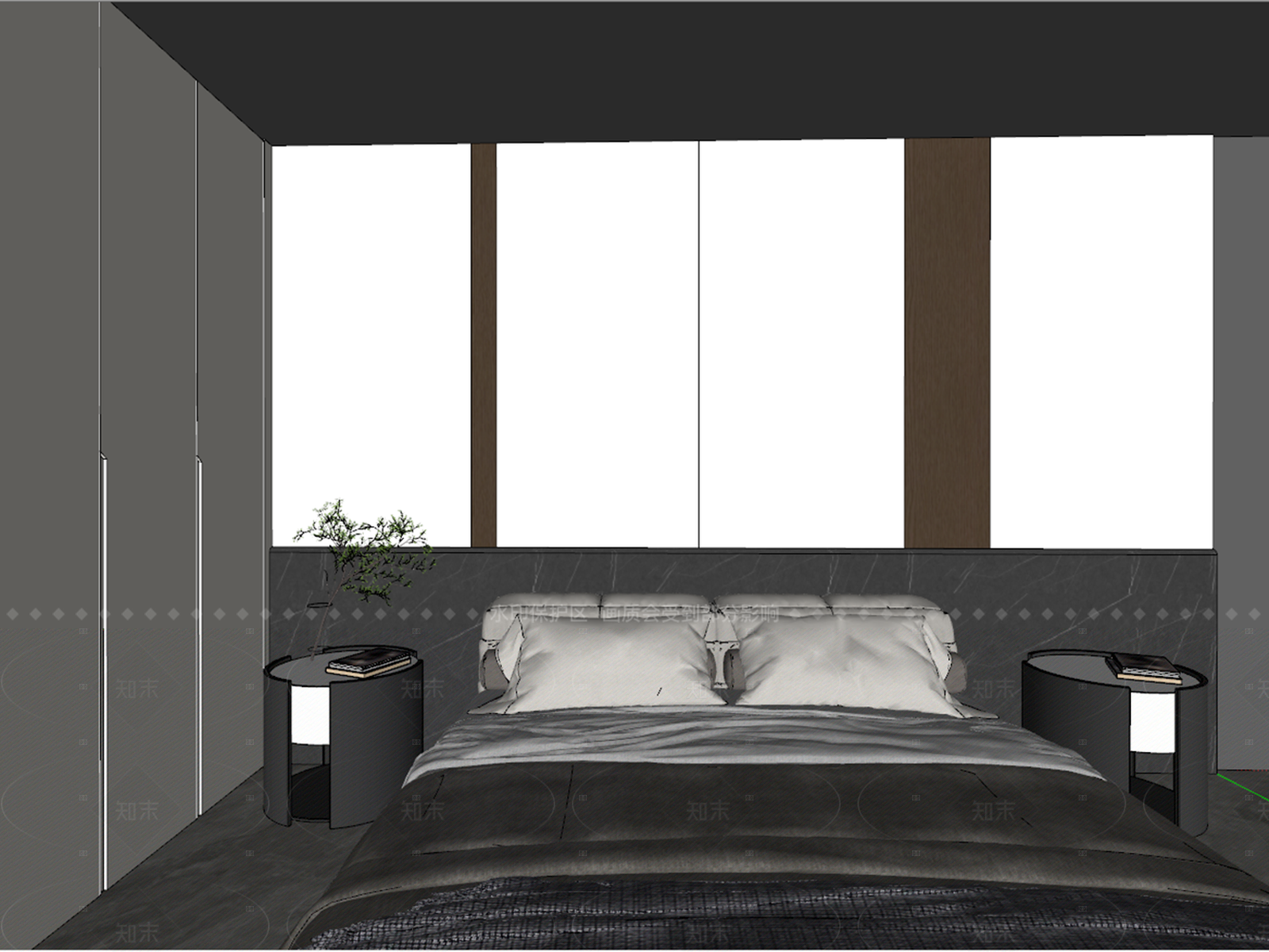 现代极简家居卧室SU模型下载【ID:1205700866】