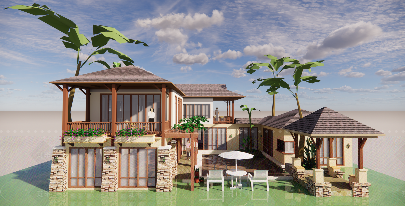 欧式法式别墅SU模型下载【ID:1205701104】