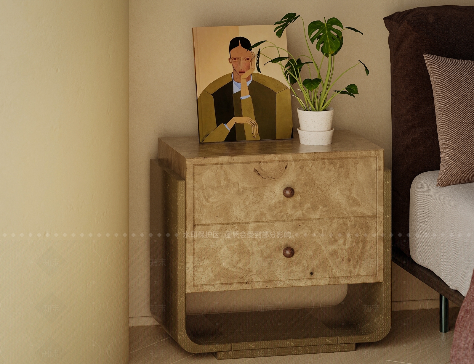 现代中古床头柜3D模型下载【ID:1205707344】