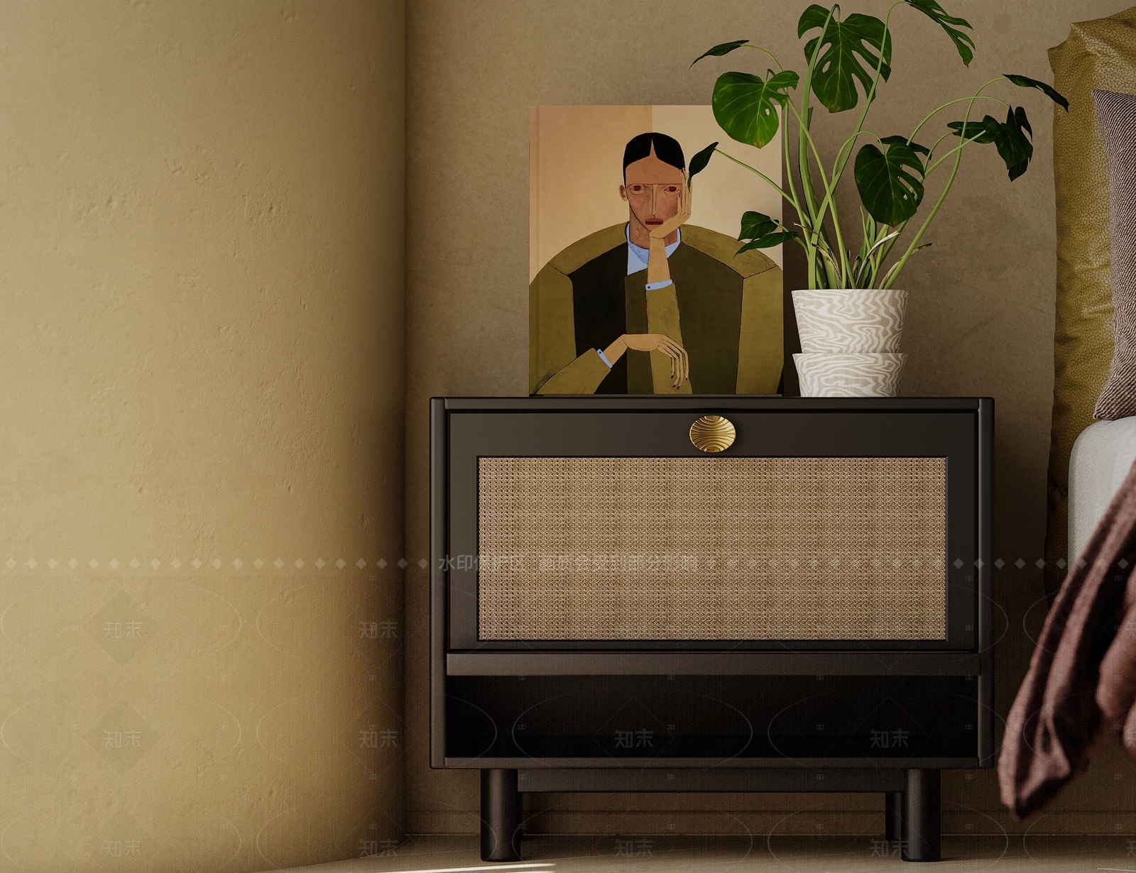 现代中古床头柜3D模型下载【ID:1205707474】