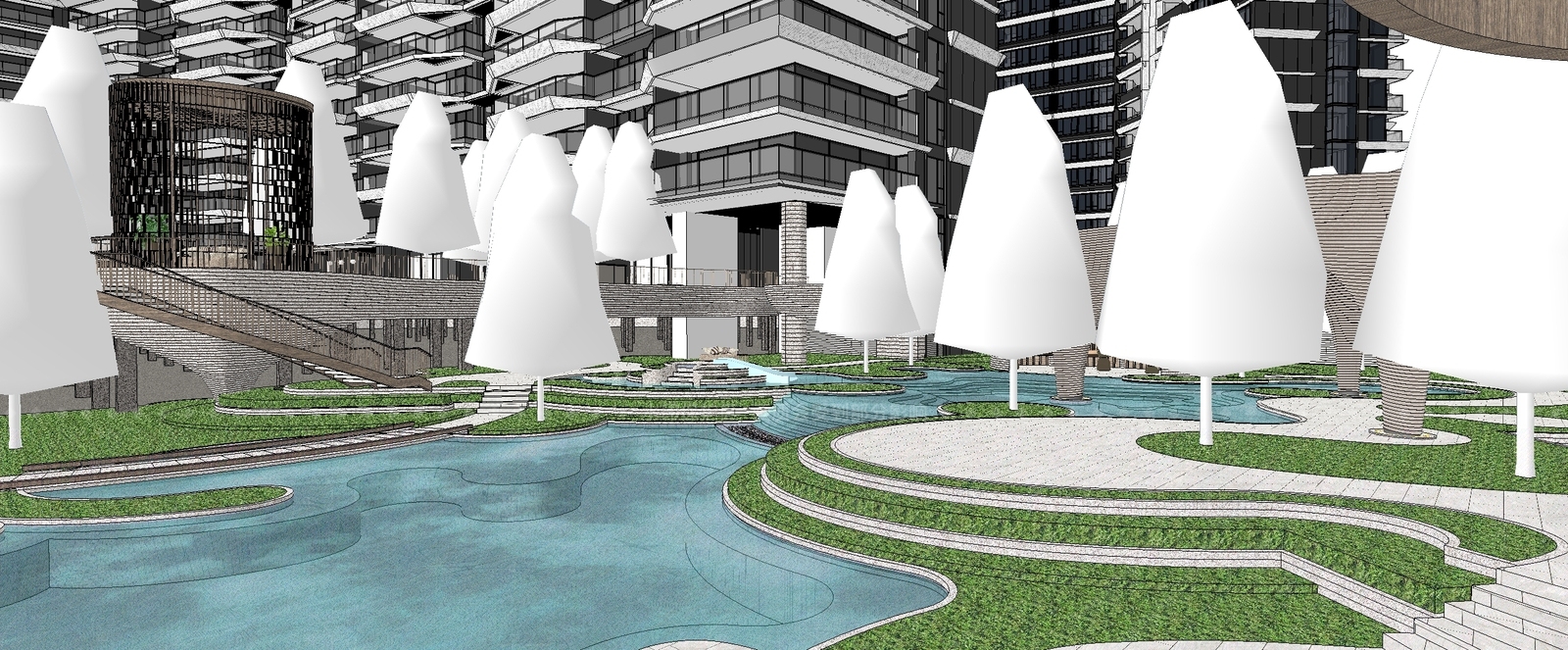 现代小区景观SU模型下载【ID:1205710237】