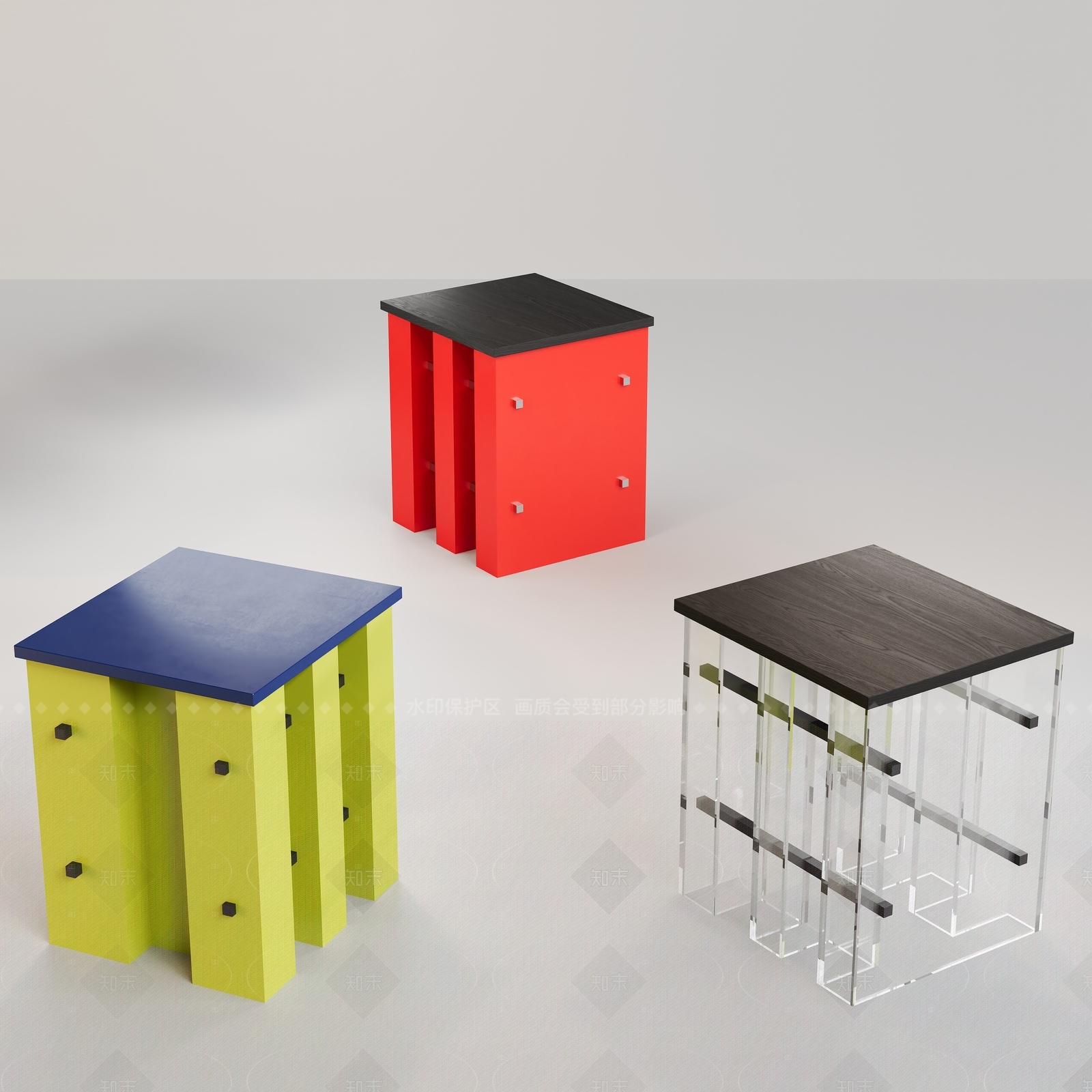 现代凳子3D模型渲染效果图
