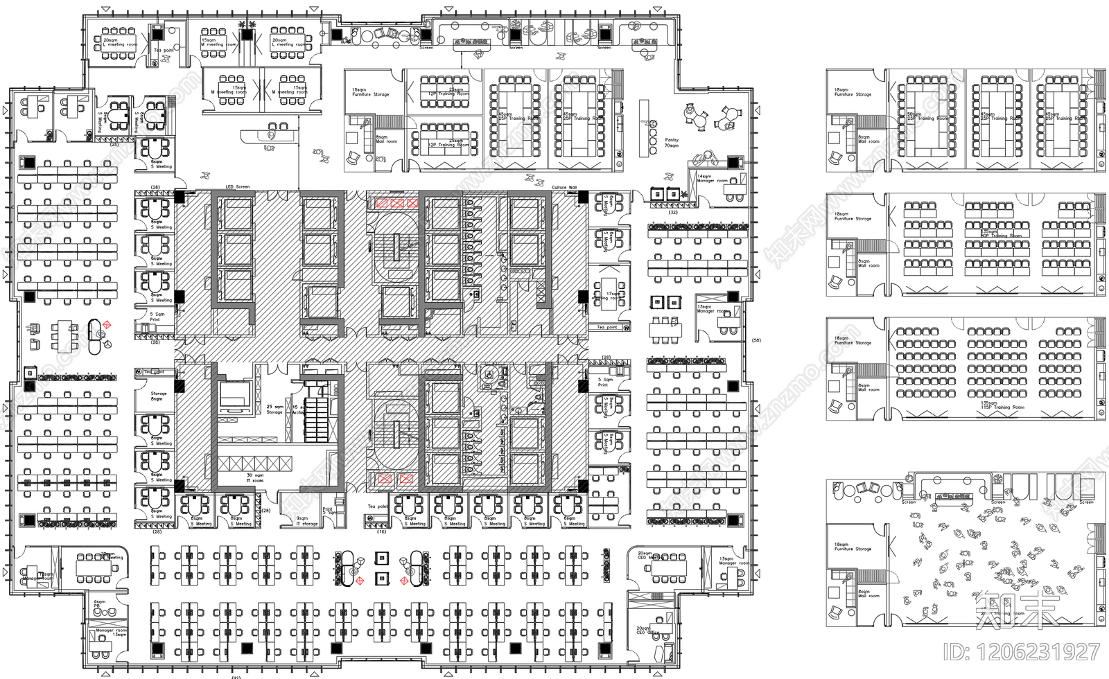 现代工业整体办公空间cad施工图下载【ID:1206231927】