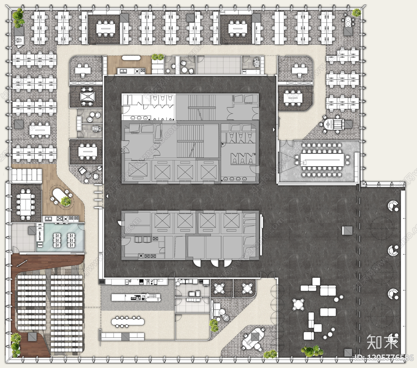 现代工业整体办公空间cad施工图下载【ID:1205776586】