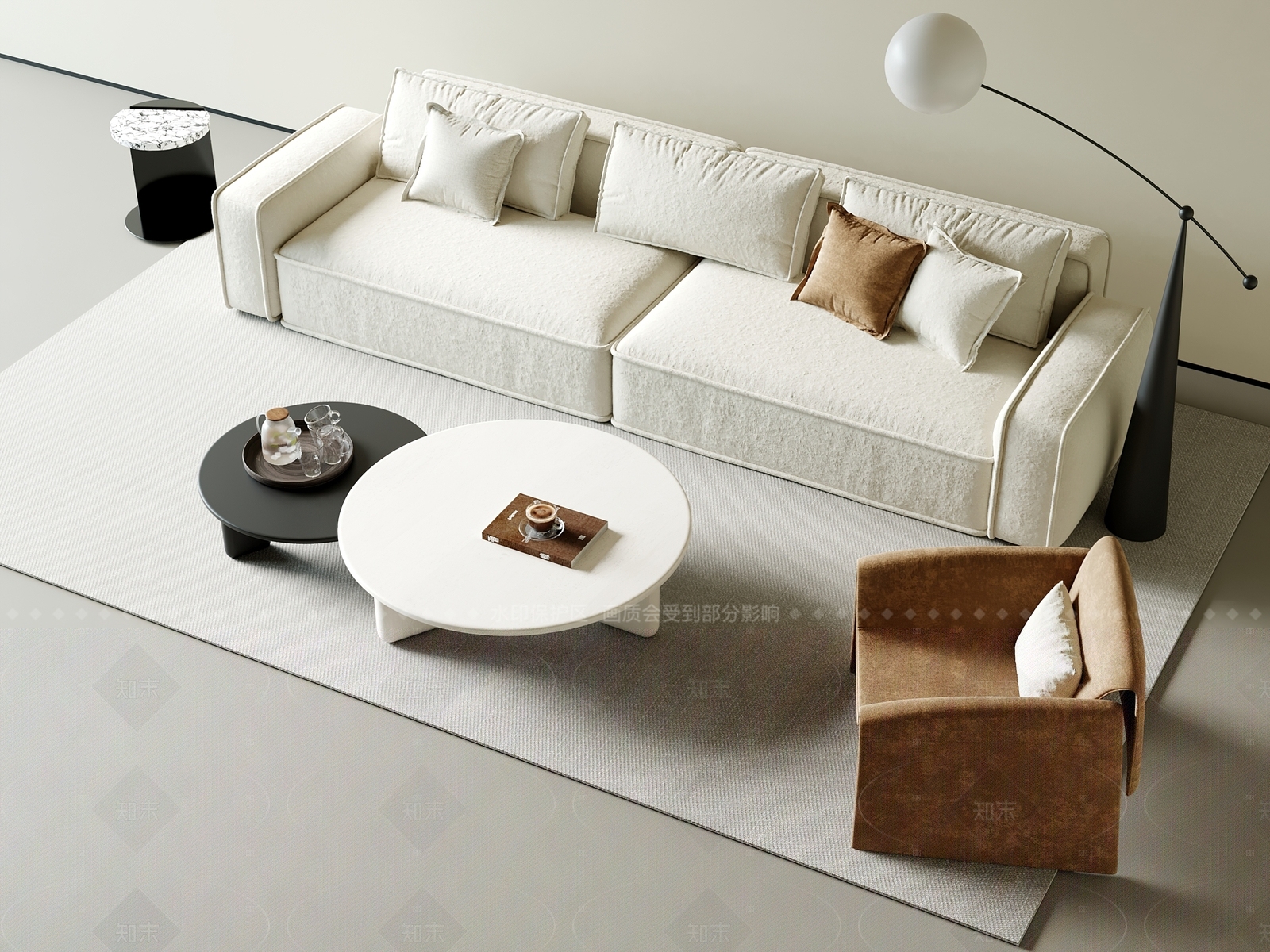 现代中古沙发组合3D模型下载【ID:1205717723】
