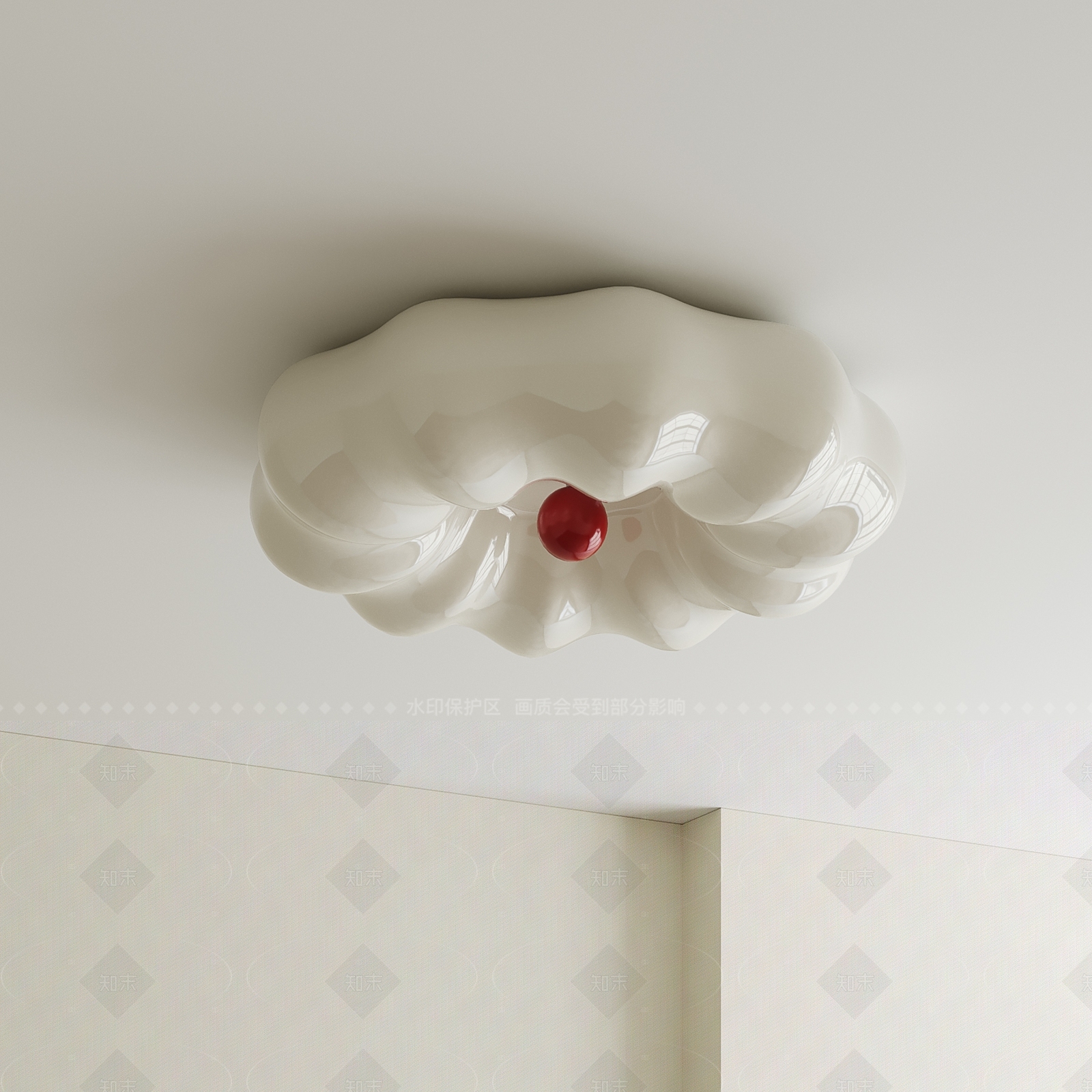 现代奶油吸顶灯SU模型下载【ID:1205717739】