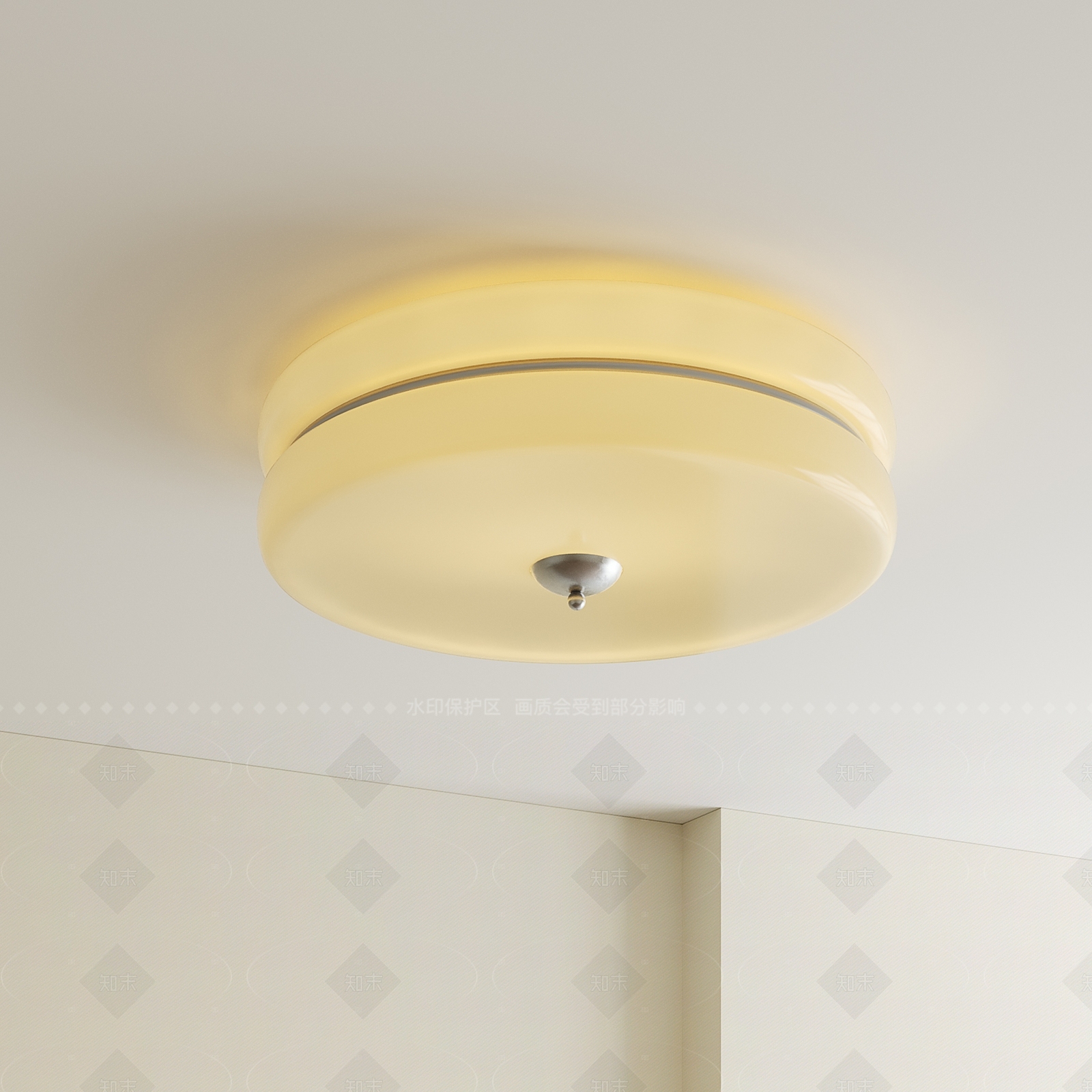 奶油中古吸顶灯SU模型下载【ID:1205717896】