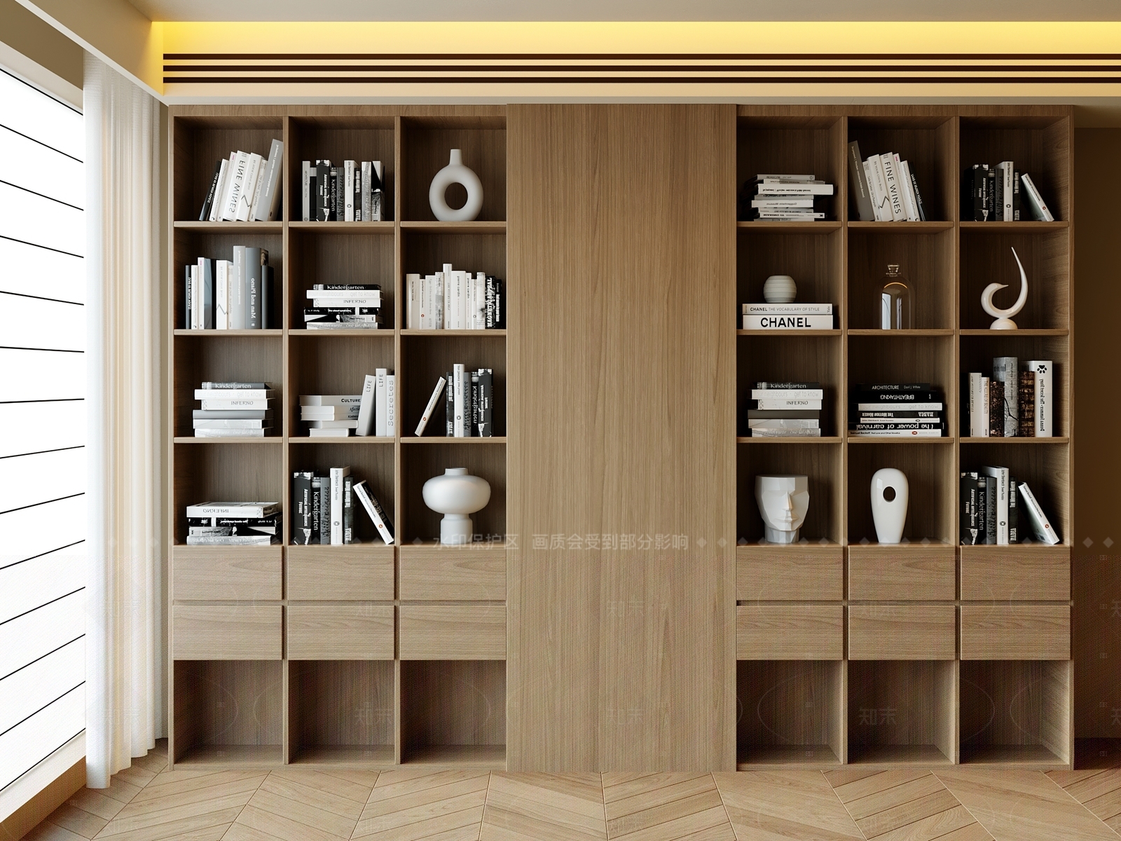现代简约书柜3D模型下载【ID:1205718250】