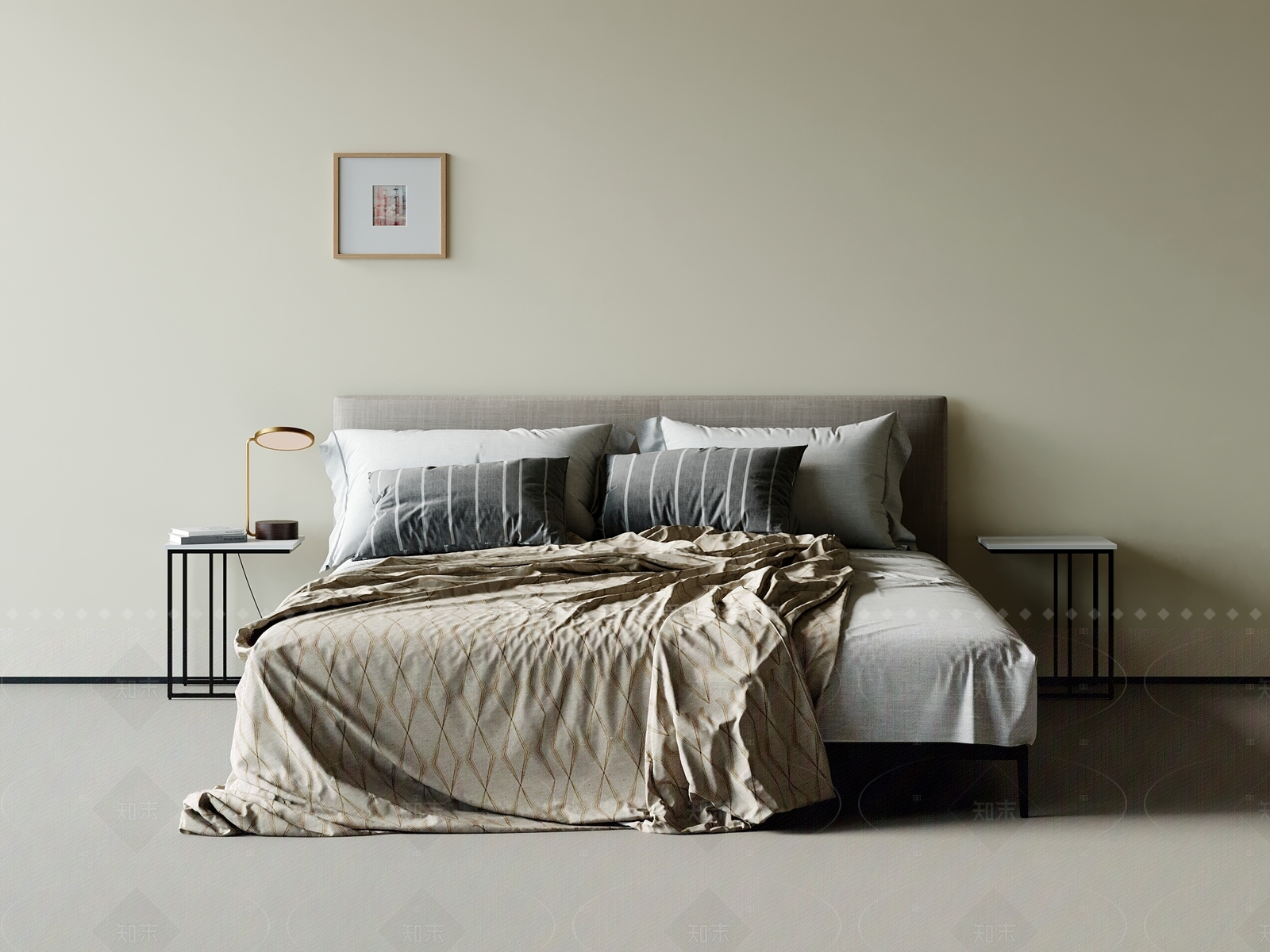 现代简约双人床3D模型下载【ID:1205720633】