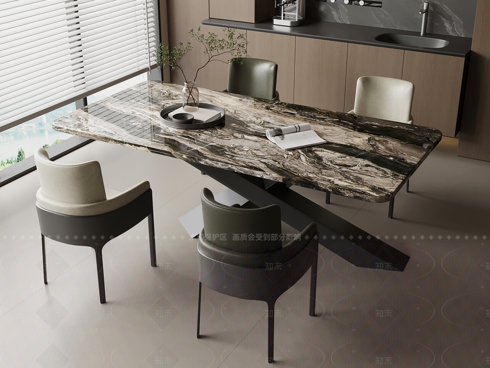 现代意式餐桌椅SU模型下载【ID:1205722028】