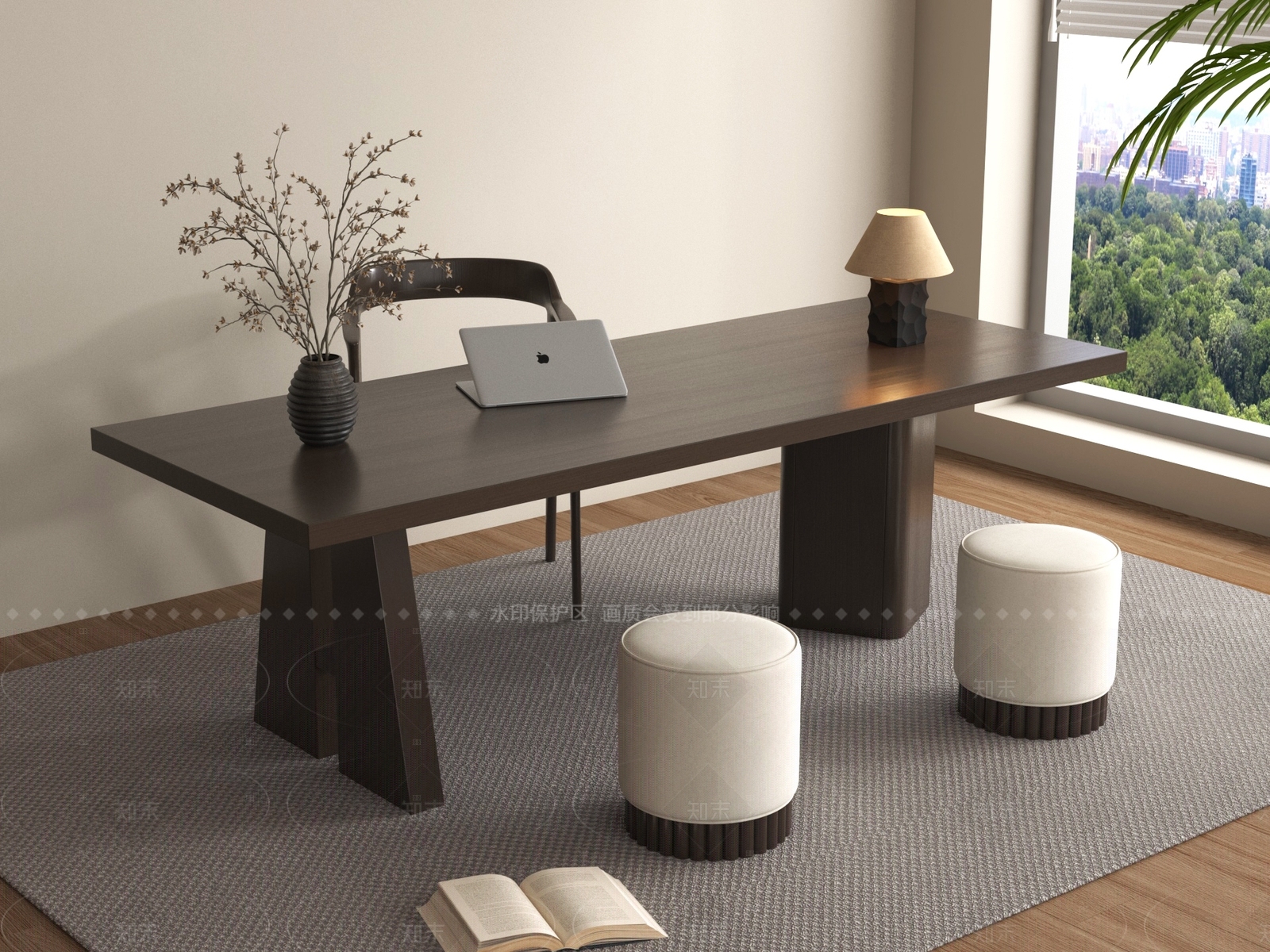 新中式书桌椅3D模型下载【ID:1205723606】