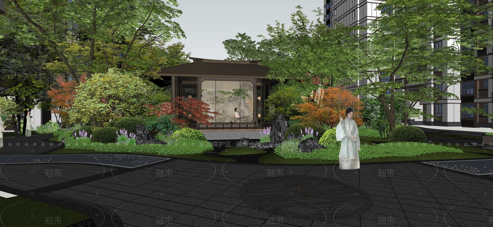 新中式禅意亭子SU模型下载【ID:1205726829】