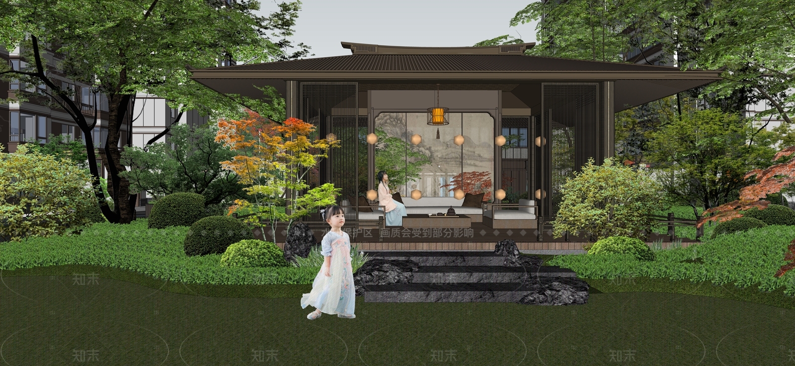 新中式禅意亭子SU模型下载【ID:1205726829】